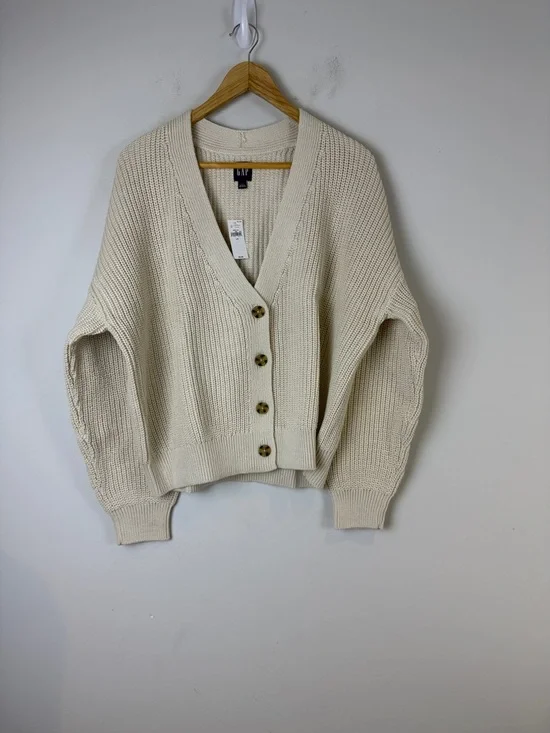 GAP Cream Ribbed Cardigan NWT - Picture 1 of 6